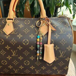 New BOHO BEADED Bag Charm with Hearts ❤️